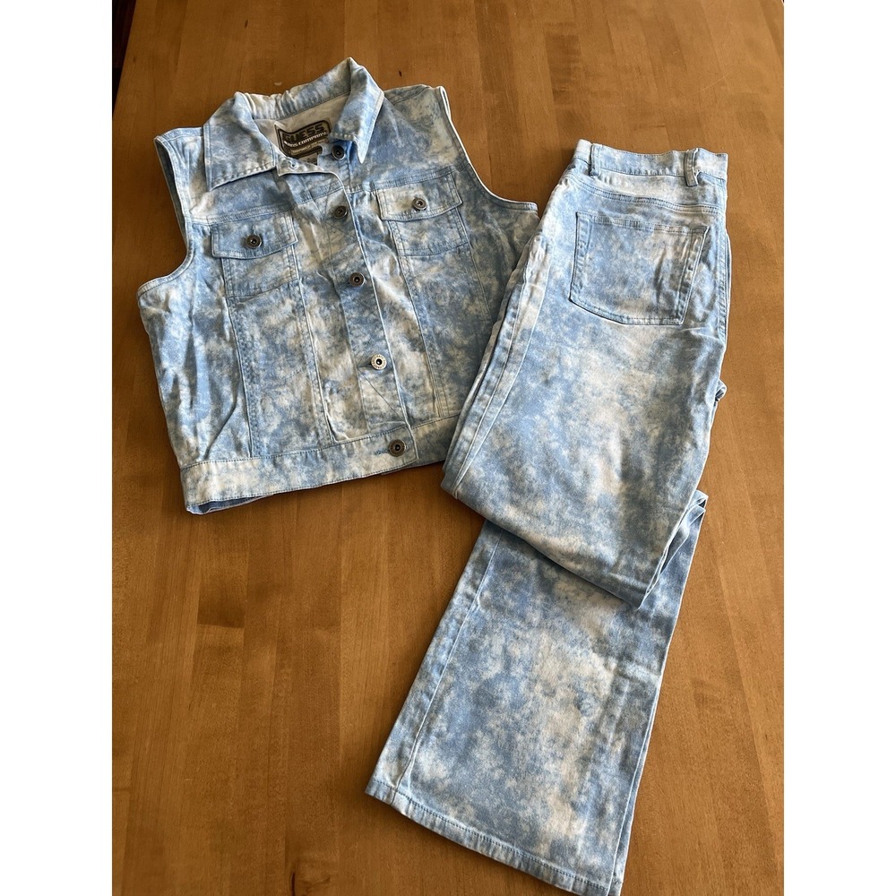 Vintage Guess Acid Wash Denim Vest & Jeans Set Women's Sz M/28 90s Matching Set